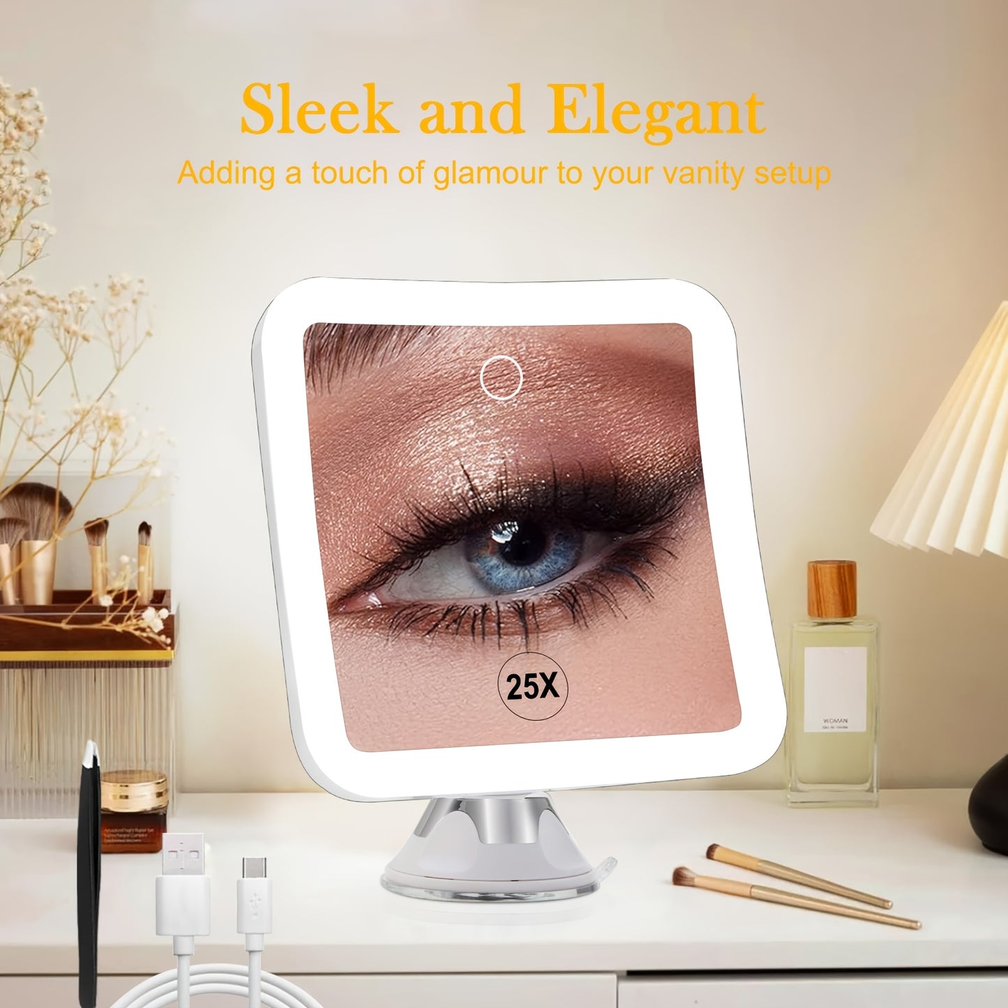 FANCYSEEU 25X Magnifying LED Makeup Mirror 3 Modes 2000mAh