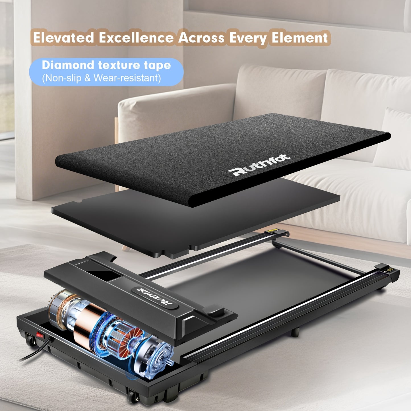 Portable Treadmill by Manufacturer Quiet Space Saving Design