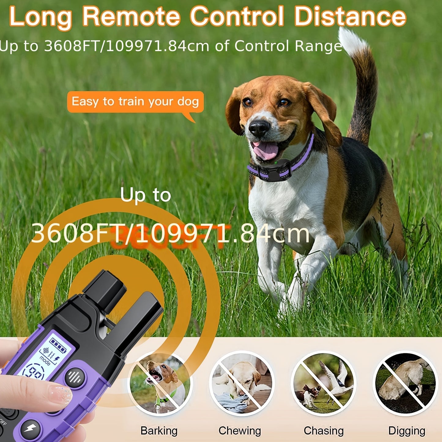 3300Ft Dog Training Collars With Remote, Adjustable Nylon Strap, Electric Shock, Vibration & Sound Modes, Rechargeable, 360ft Range, Waterproof, For Small To Large Dogs (5-150lbs) - Revitalize Mind Body