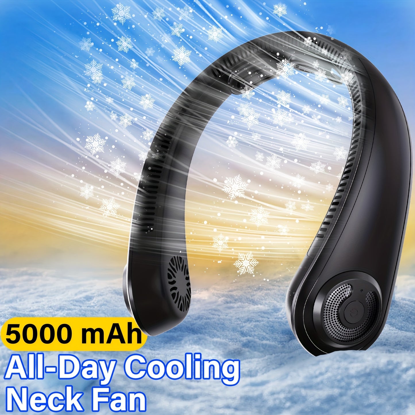 Neck Fan, Portable Personal Cooling Bladeless Sports Neck Fan, 5-Speed Wind Speed+omni-Directional Airflow + Anti-Slip Design, Ultra-Lightweight Body, Twistable Frame, Ultra-Low Noise, Suitable For Outdoor, Indoor, Travel And - Revitalize Mind Body