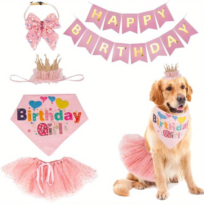 Dog Birthday Party Supplies Set with Hats and Banners
