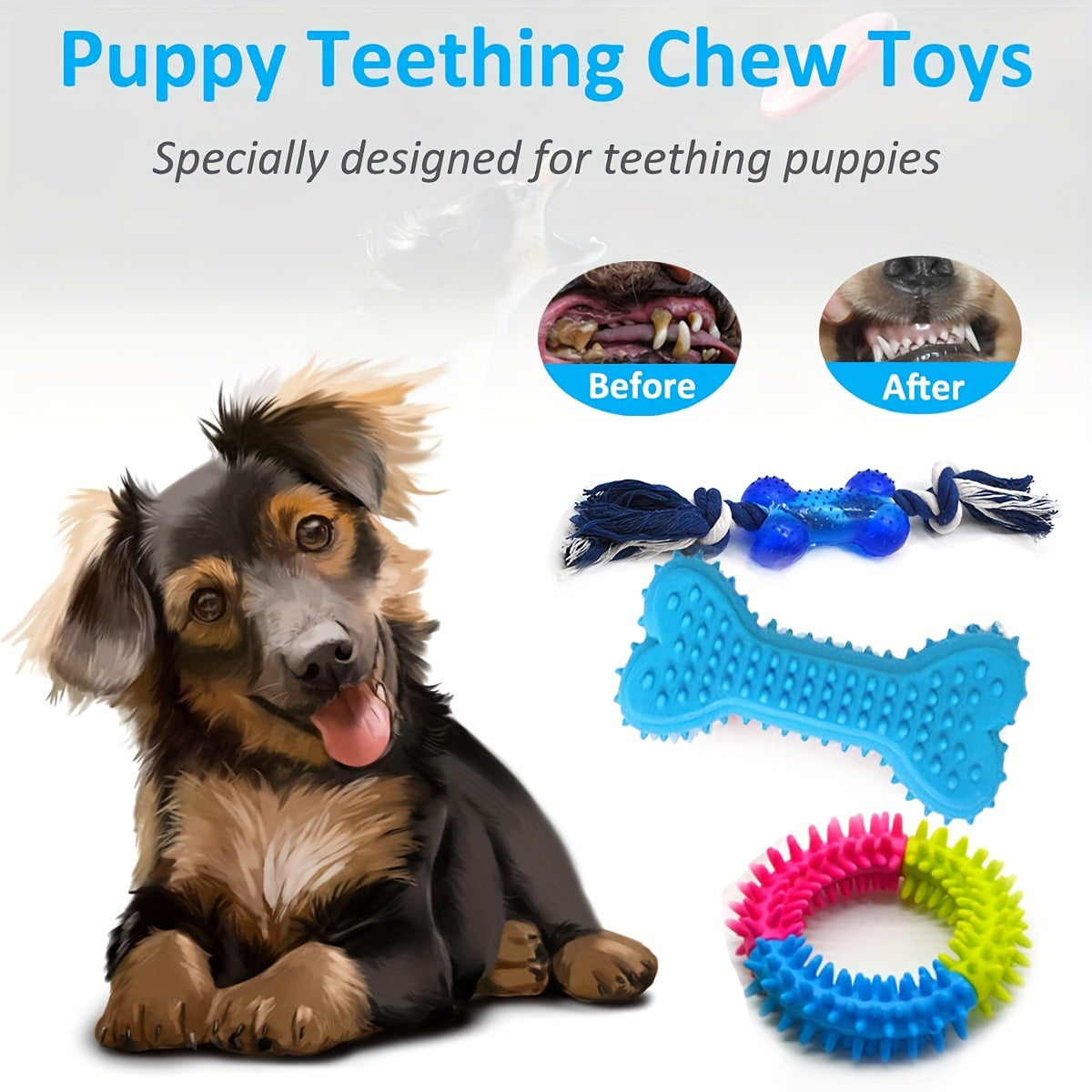 Dog Teething Chew Toys - 17 Pack Tough Small Medium Large Breed Puppy Toys, Dogs Rope Chew Toys Bundle for Boredom, Pet Interactive Squeaky Treat Dispensing Ball for Puppies - Revitalize Mind Body