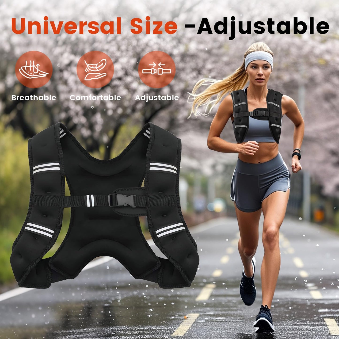 MAKIT HOME Weighted Vest With Reflective Strips And Adjustable Weights