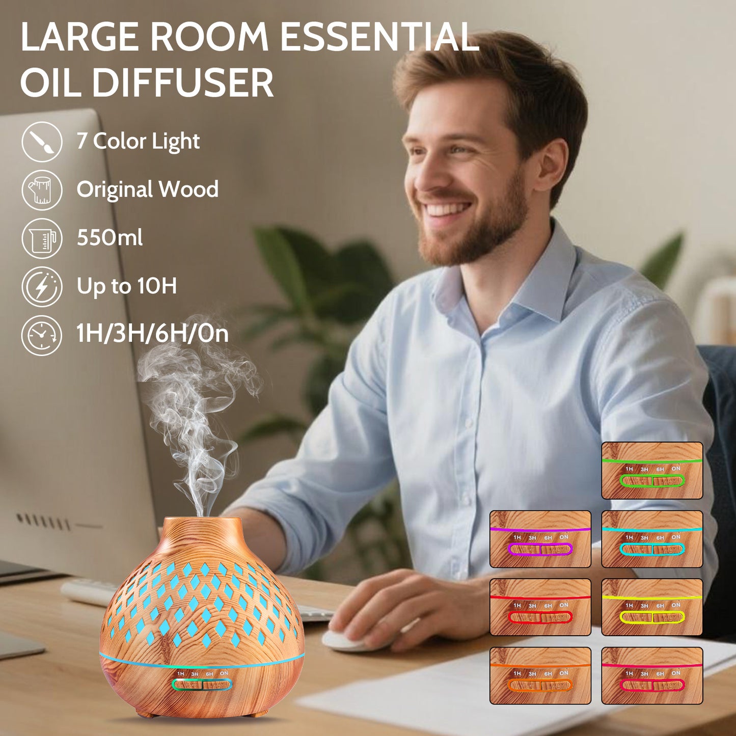 TOTATUIT Essential Oil Diffuser with Remote Control and Oils