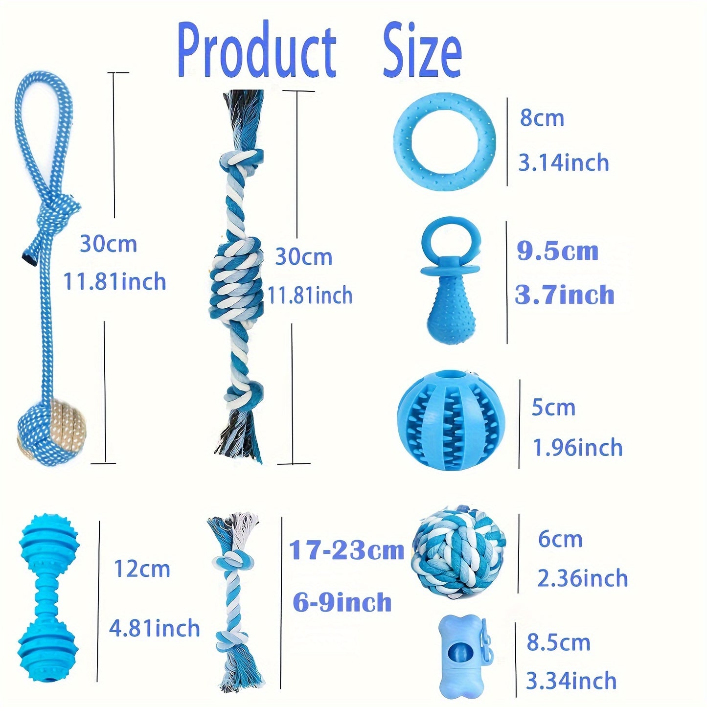 20 Packs Puppy Chew Toys - Dog Teething Toys For Puppies, Puppy Toys Teething Rings And Durable Ropes, Blue Rubber Toy Bundle For Small Dogs, Cute Interactive Dog Balls For Small Breed Christmas Gift - Revitalize Mind Body
