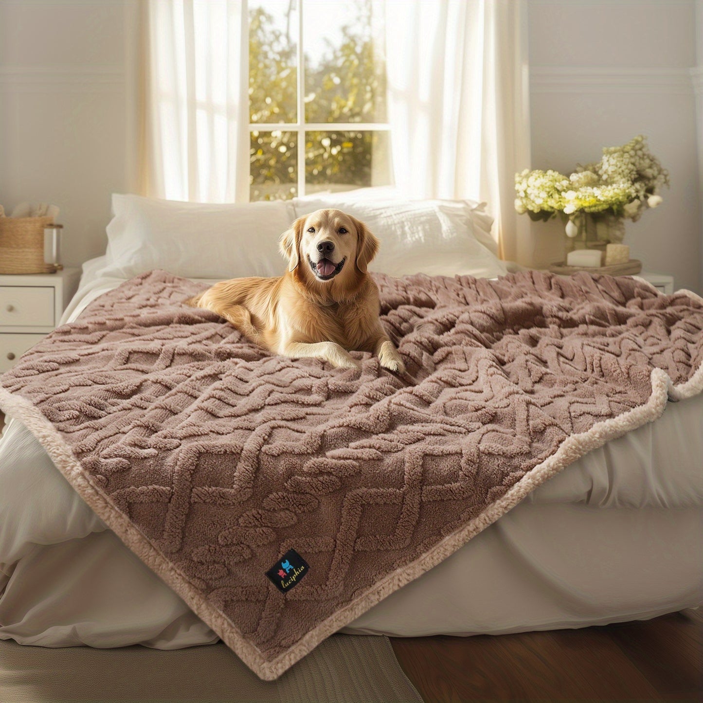 Liquid Pee Proof Pet Blanket With Reversible Sherpa Fleece - Revitalize Mind Body
