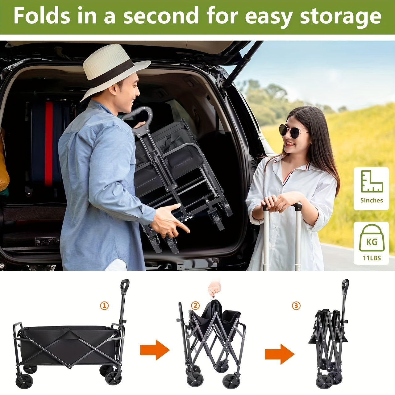 All Terrain Heavy Duty Folding Cart For Outdoor Transport