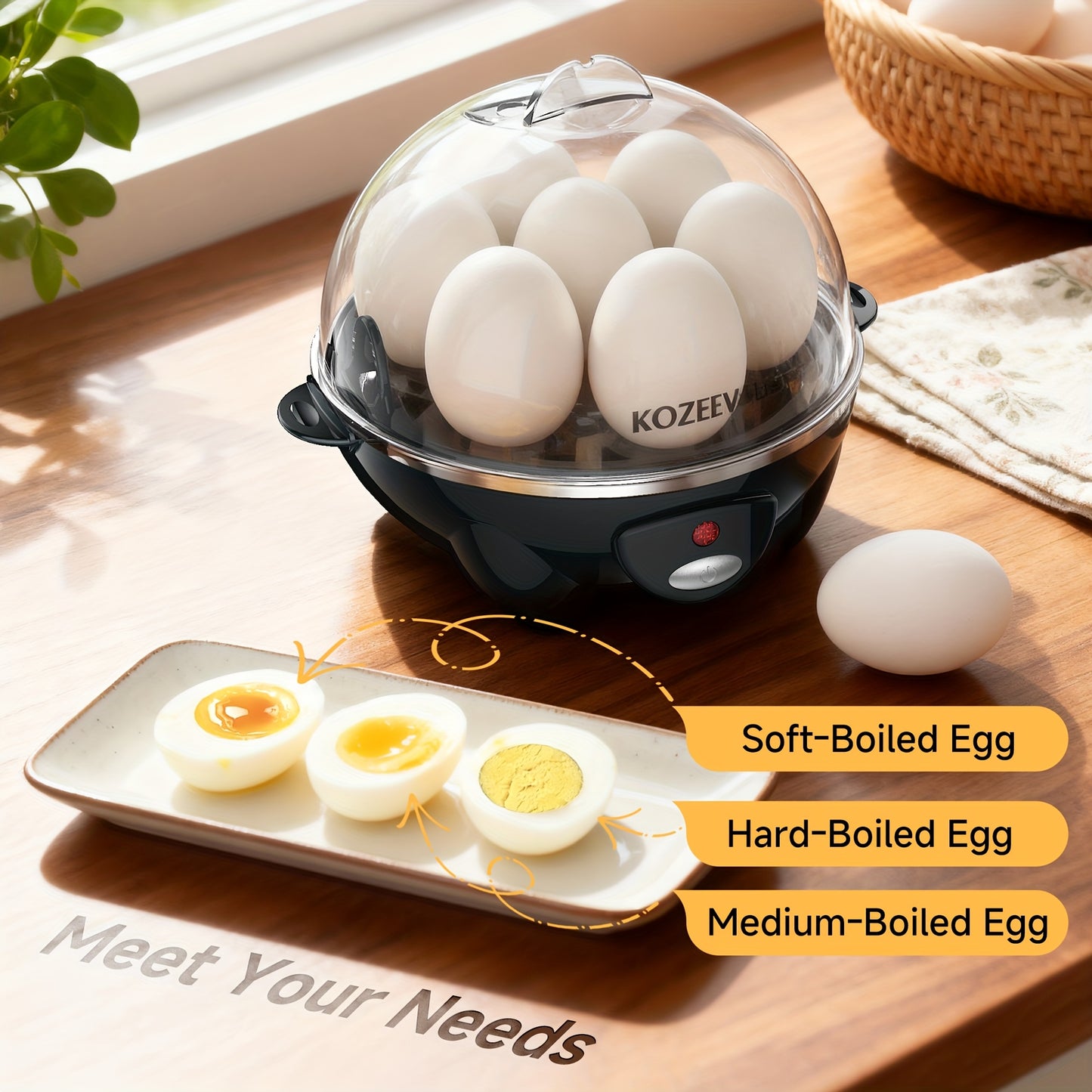 KOZEEWARM Double Layer Egg Cooker Auto Shut Off Boiled Eggs