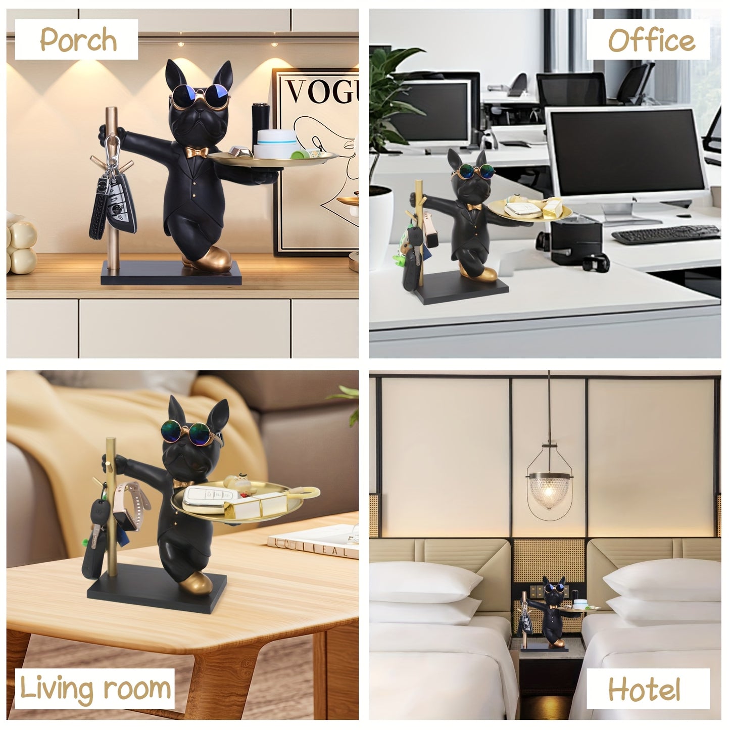 YGJT Resin Bulldog Tray Key Holder Jewelry Tray Decor