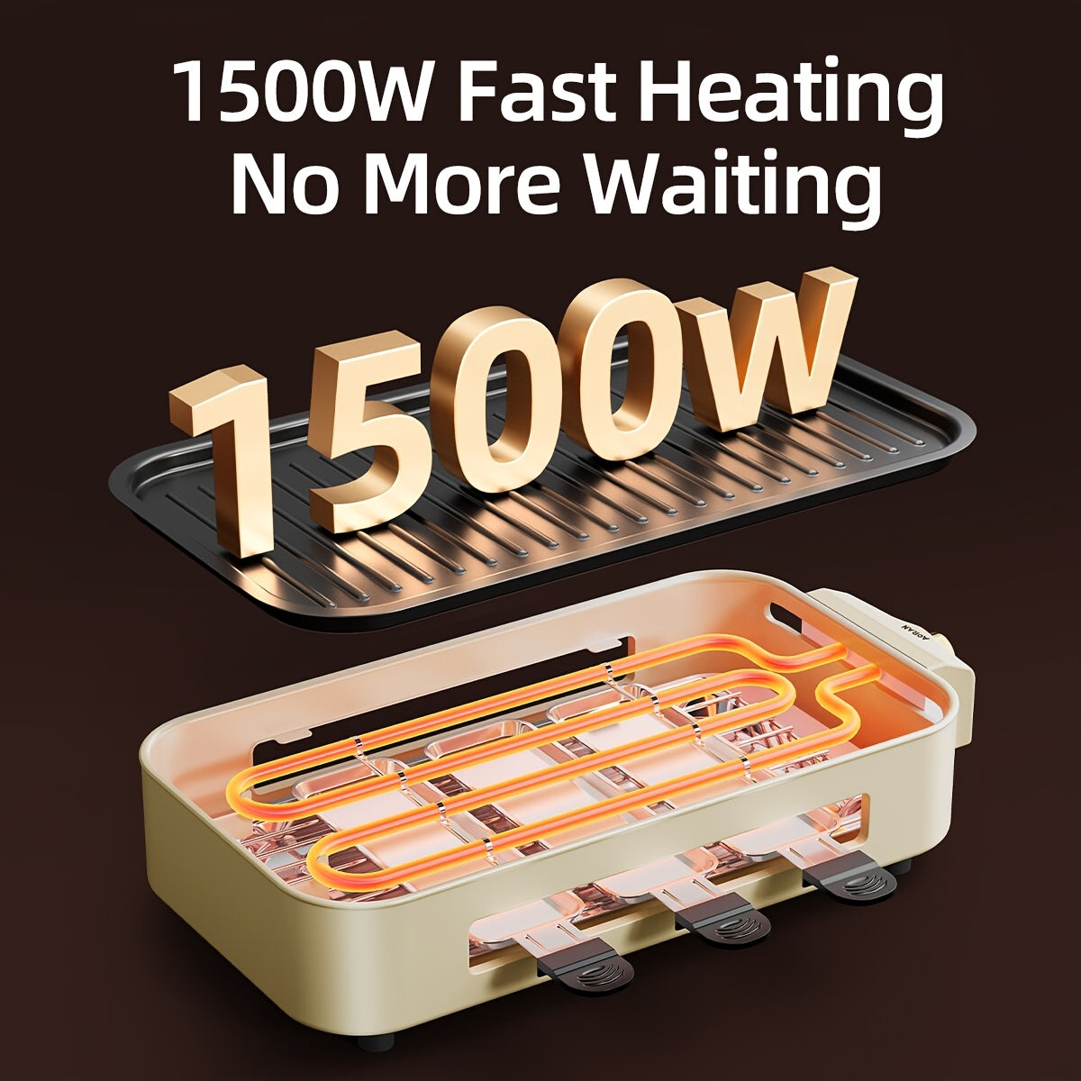 Aoran Stainless Steel Detachable Electric Barbecue Grill With Frying Pan