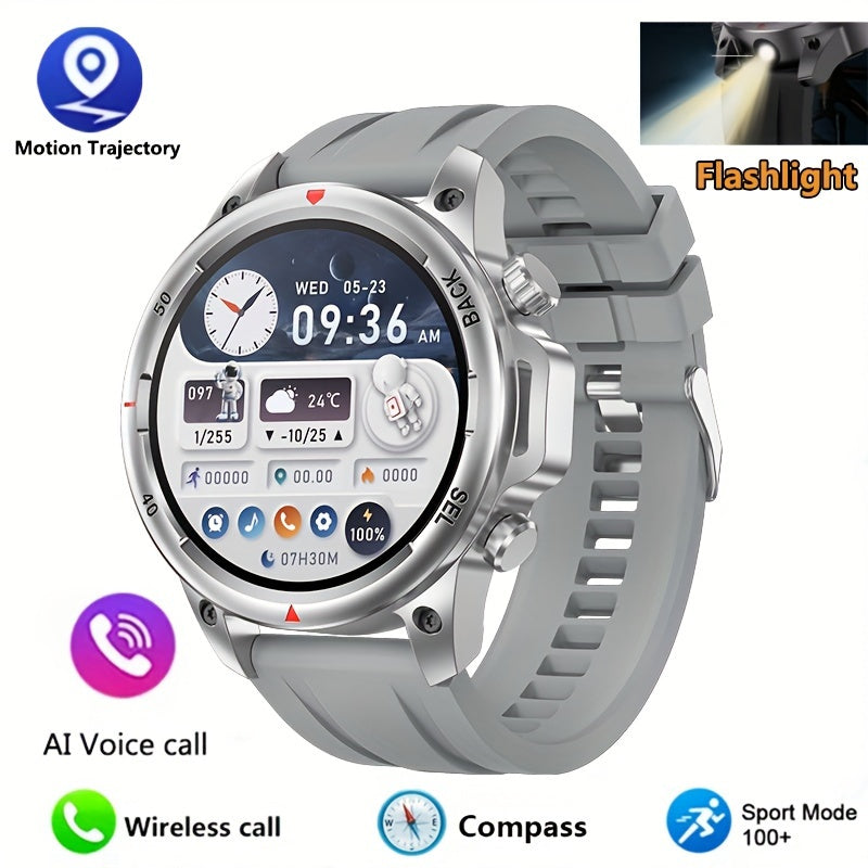 Men's GPS Smart Watch - LED Backlight, 360° HD Screen, AI Voice, Wireless Calls & NFC | Stainless Steel/Silicone Band, Compass, Sports Modes, Father's Day Gift - Revitalize Mind Body