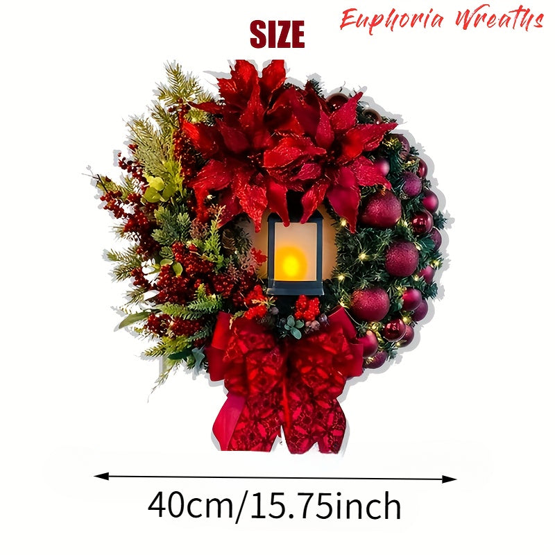 Large Artificial Glowing Christmas Wreath UV Resistant Indoor Outdoor