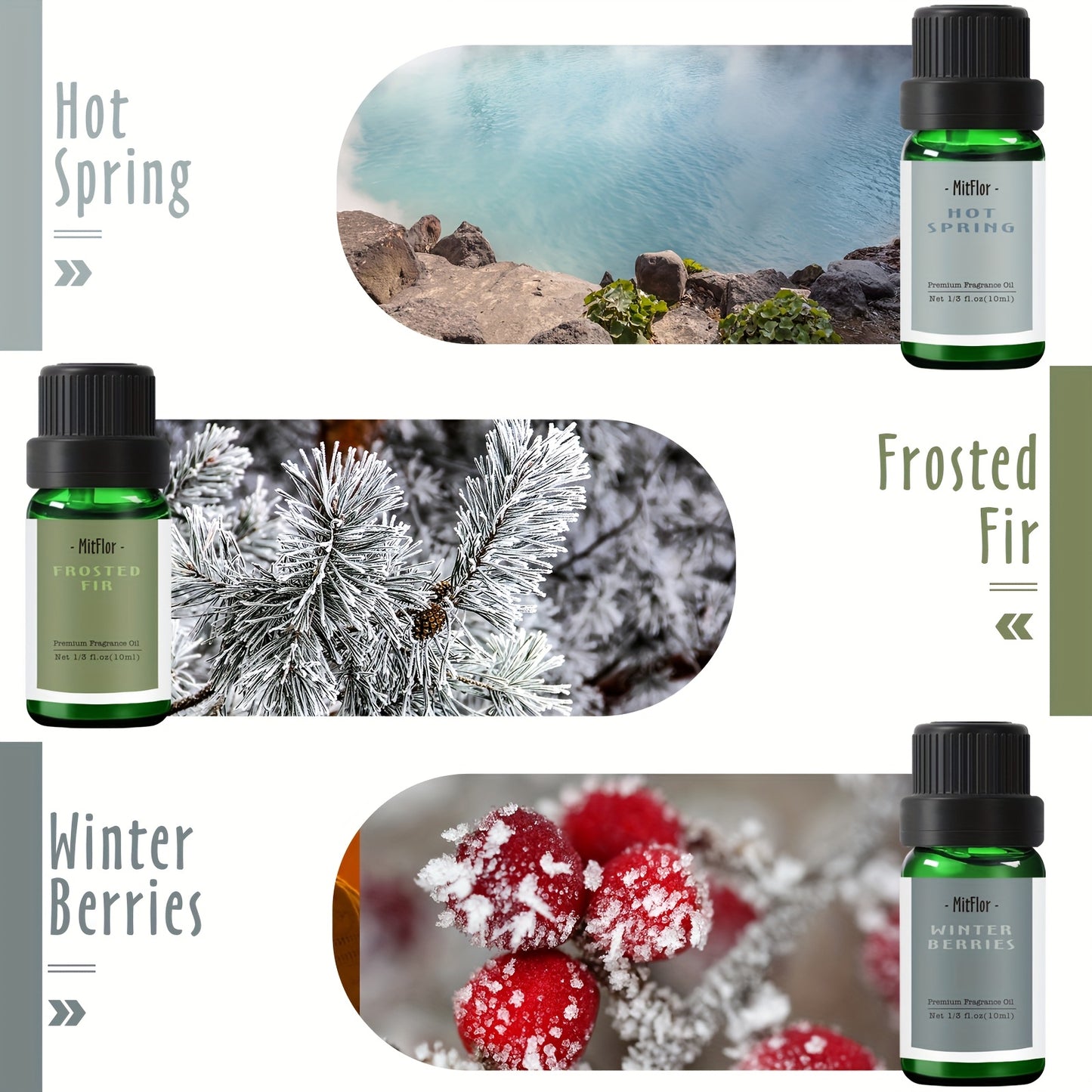 MITFLOR Winter Fragrance Oils Gift Set for Diffusers and Candles - Revitalize Mind Body