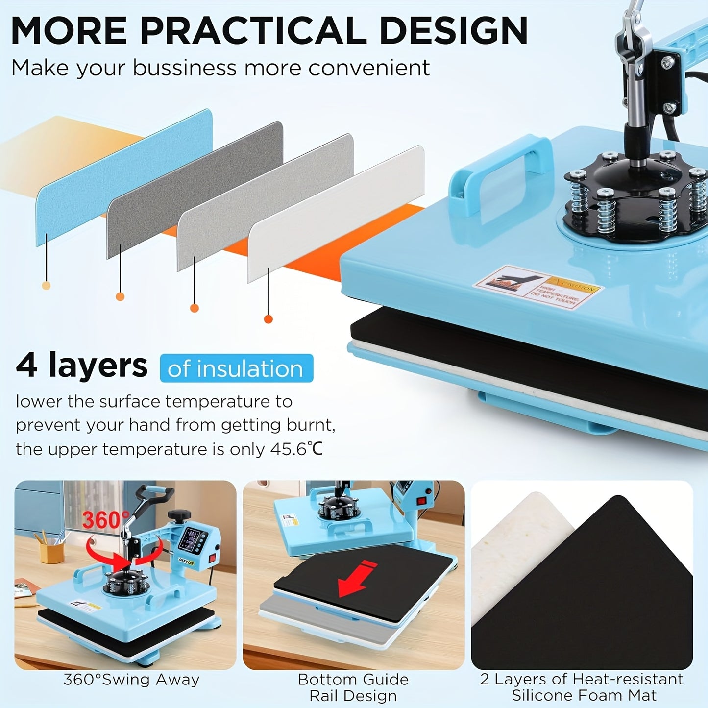 HOMDOX Sublimation Heat Press 8-In-1 Professional Combo