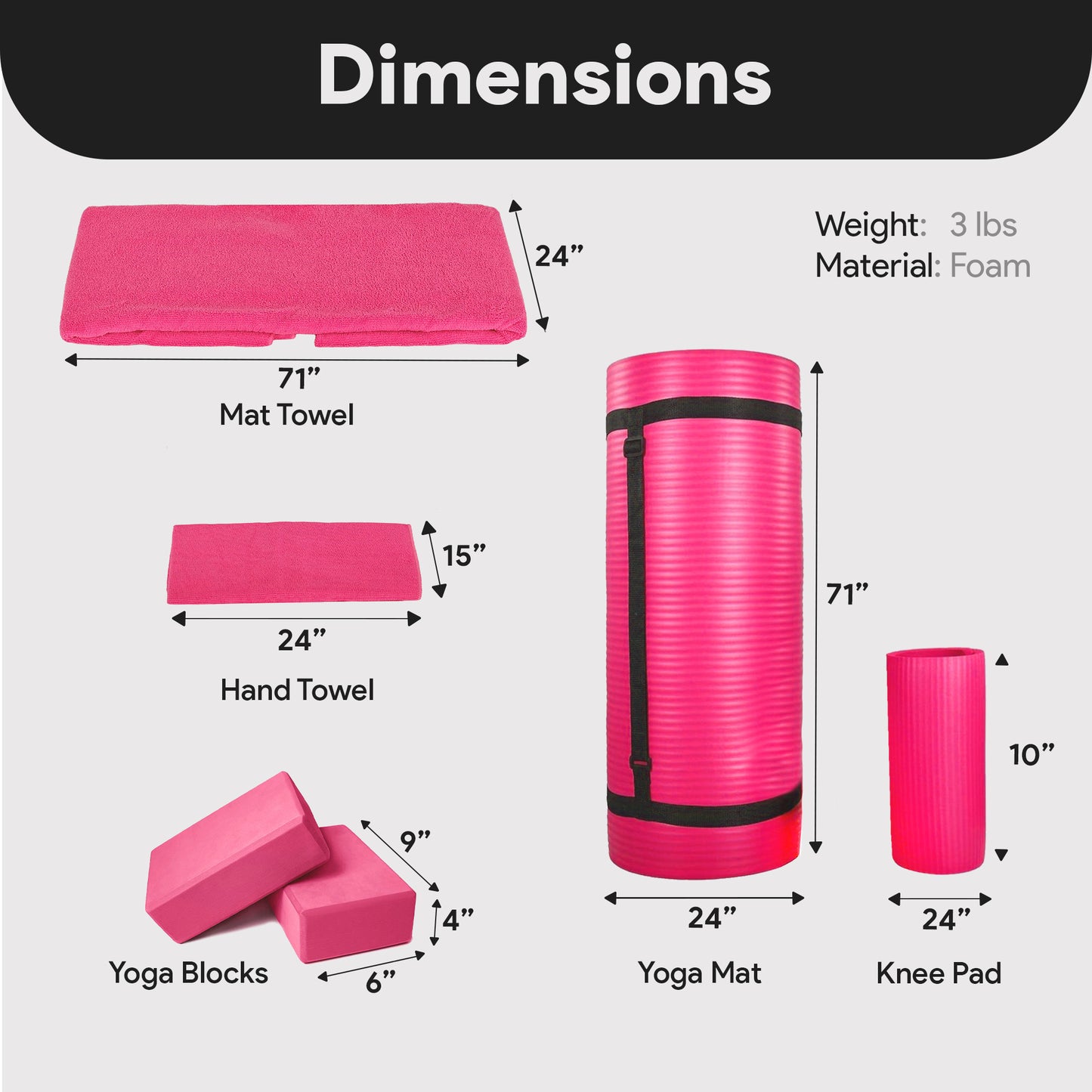 BalanceFrom 7 Piece Yoga Set With Mat Blocks Knee Pad