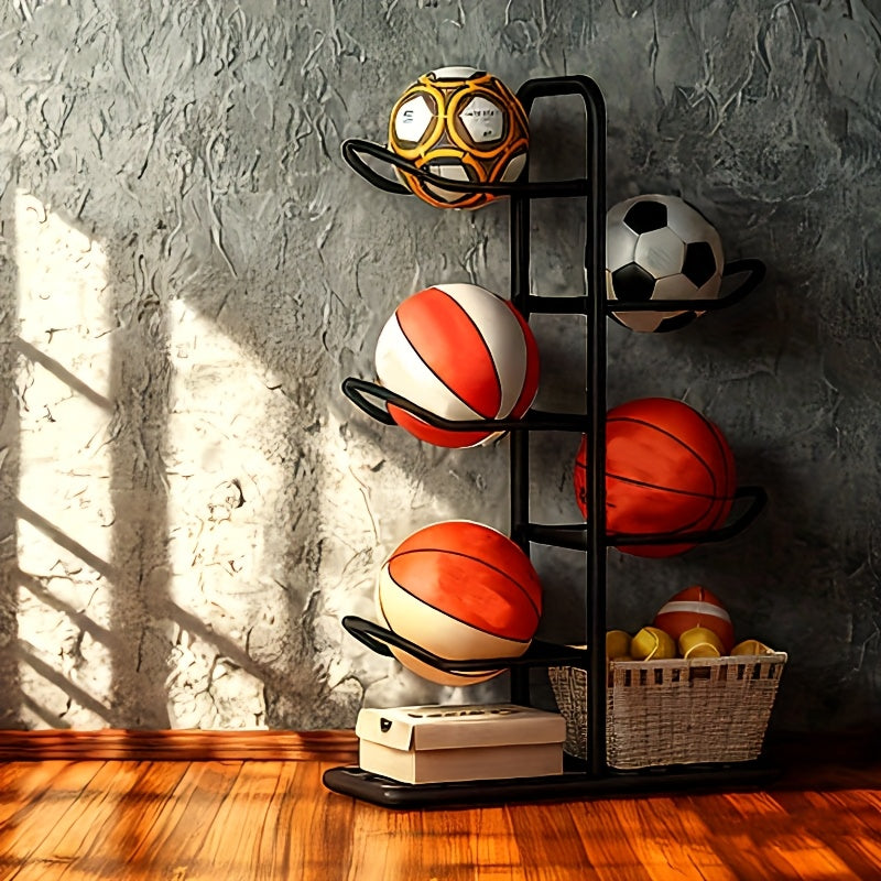 Four Tier Basketball Storage Rack for Gym and Garage