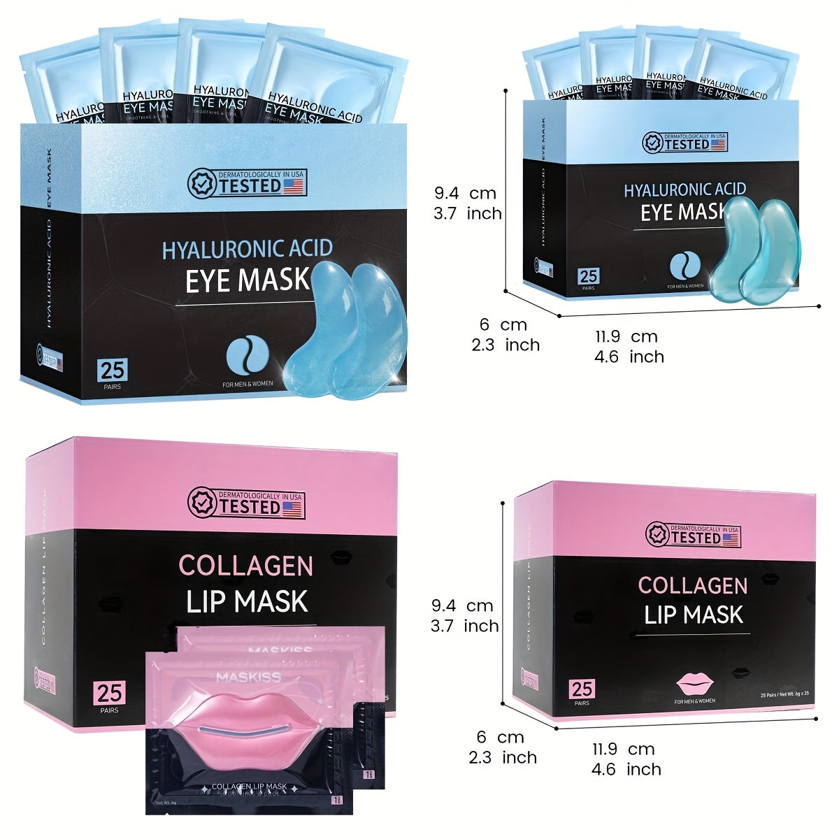 50pcs Hyaluronic Acid Eye & Lip Mask Set - Moisturizing, Firming, Hypoallergenic, Travel-Friendly for All Skin Types, Ideal for Wedding & Valentine's Day Gifts - Revitalize Mind Body