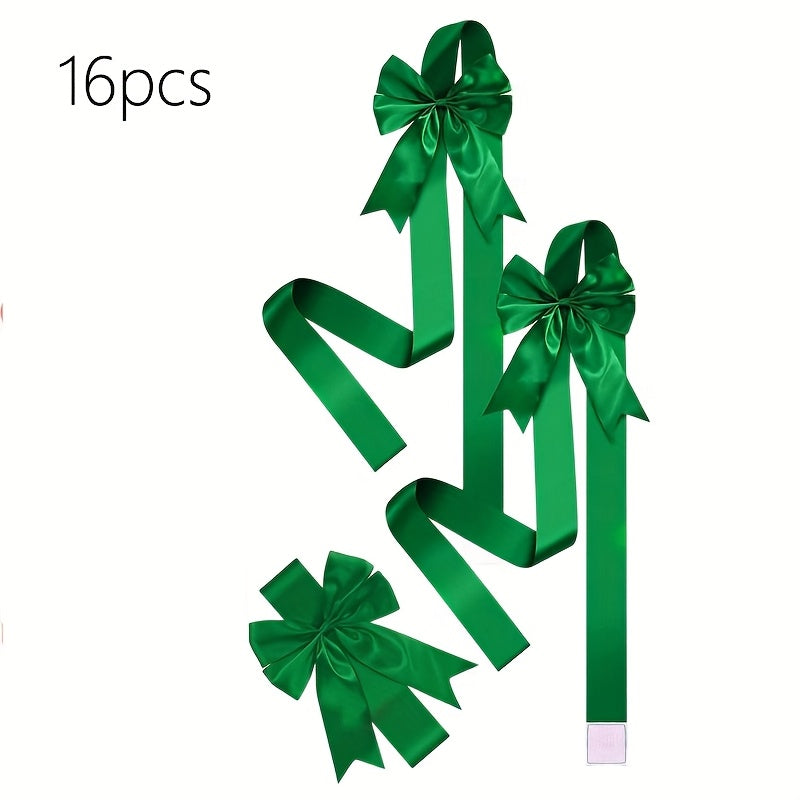 Red Christmas Bow Set With Adhesive Strips For Easy Hanging