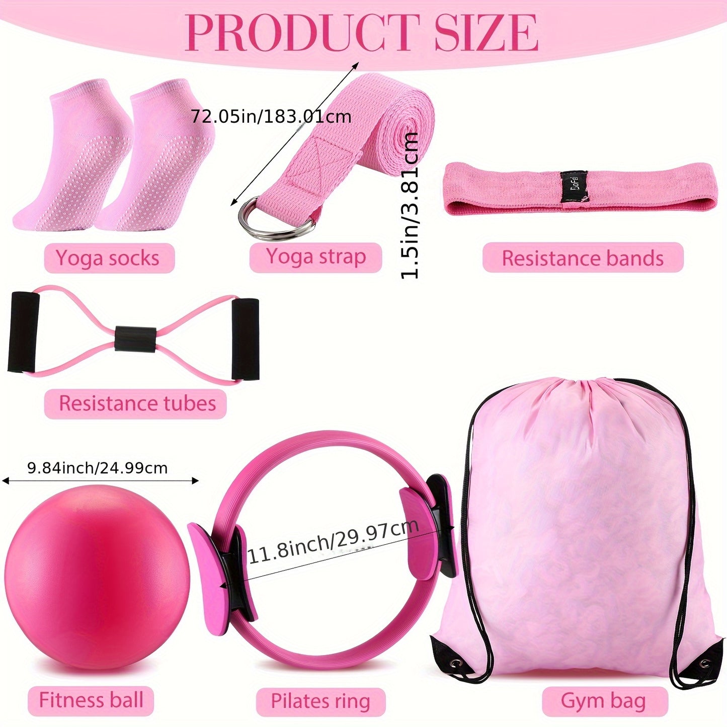 Pilates Ring And Ball Set With Resistance Bands And Strap - Revitalize Mind Body