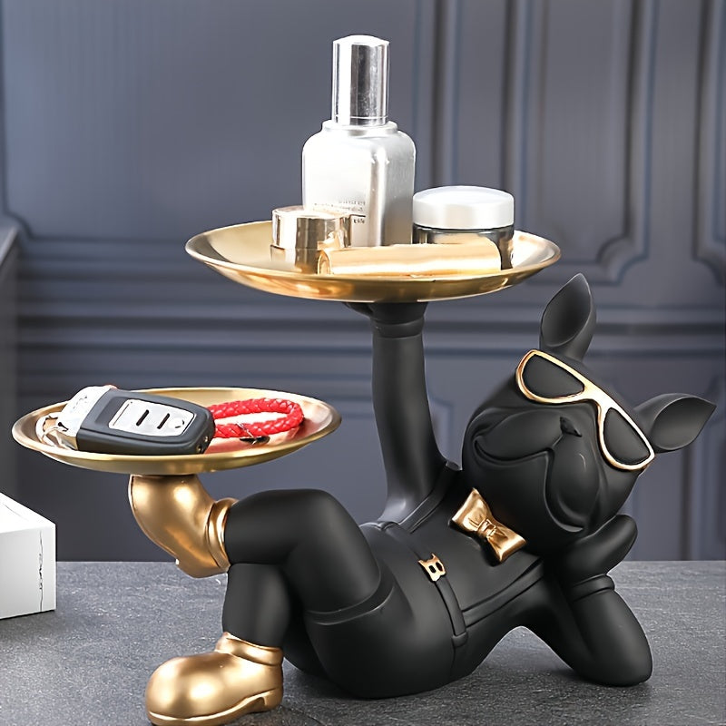 French Bulldog Figurine Resin Sculpture Tray Home Decor Gift