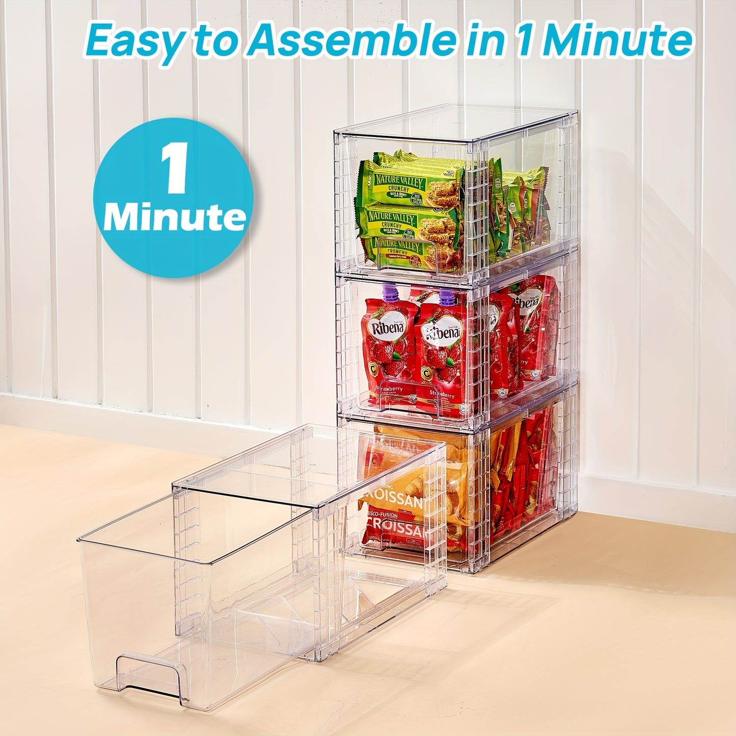 Large Stackable Clear Acrylic Food Storage Containers