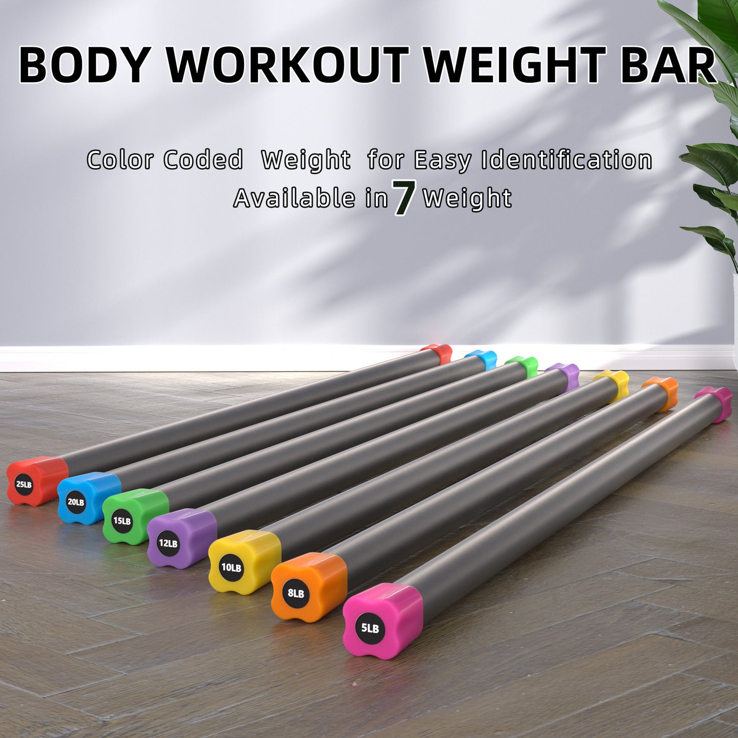 FITVIDS Weighted Bar For Home Workouts Steel Core Bar