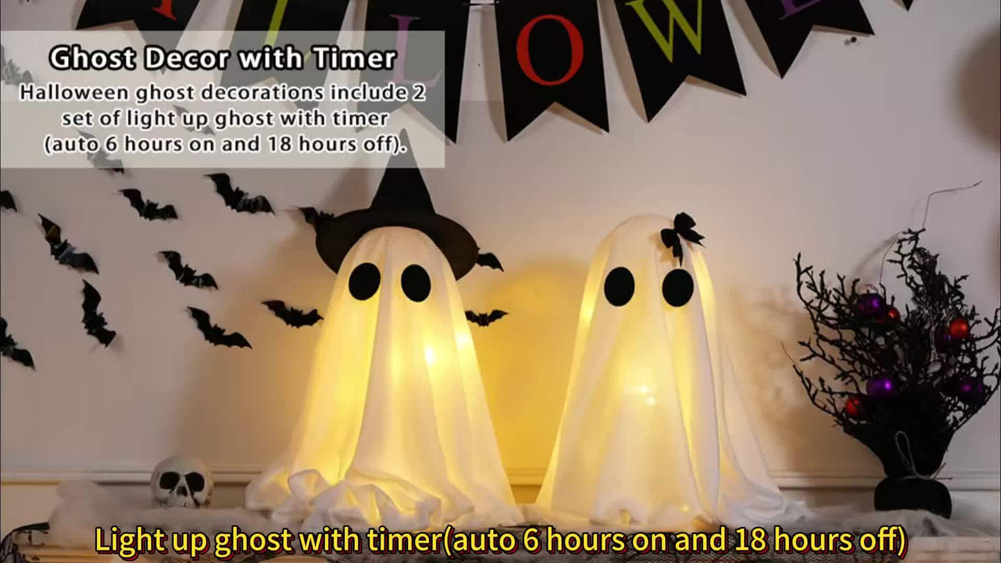 CYSKXYI Light Up Halloween Ghosts Decoration Set of 2