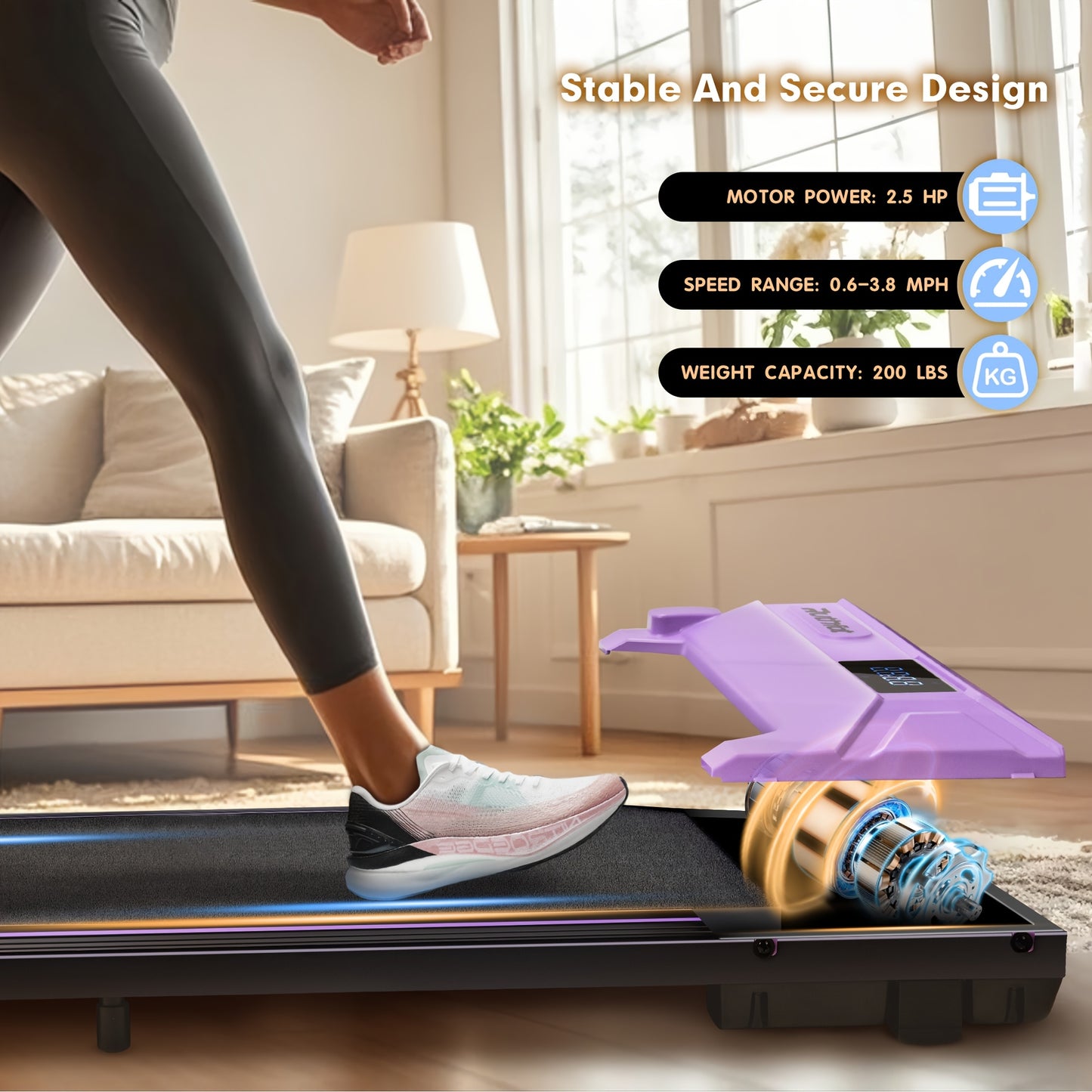 Portable Treadmill by Manufacturer Quiet Space Saving Design