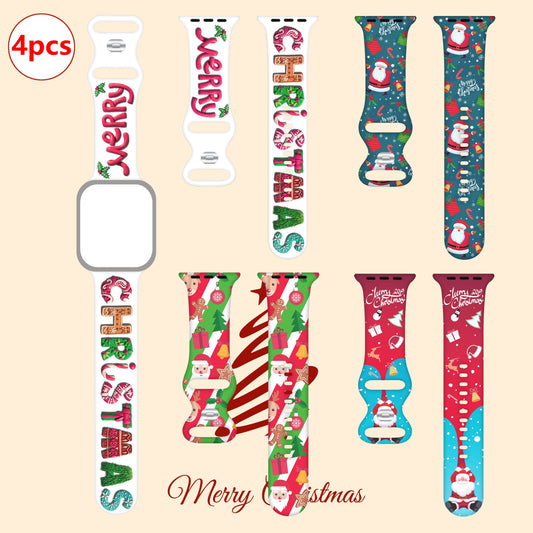 Christmas Themed Printed Smartwatch Straps For Apple Watch