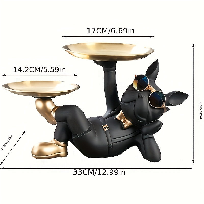 French Bulldog Figurine Resin Sculpture Tray Home Decor Gift