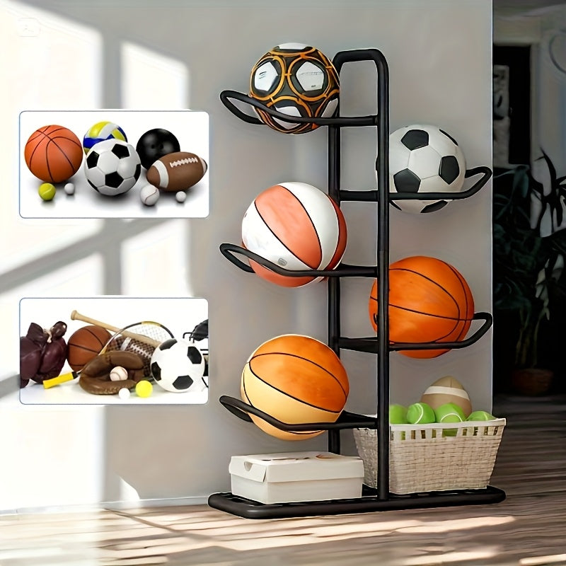 Four Tier Basketball Storage Rack for Gym and Garage