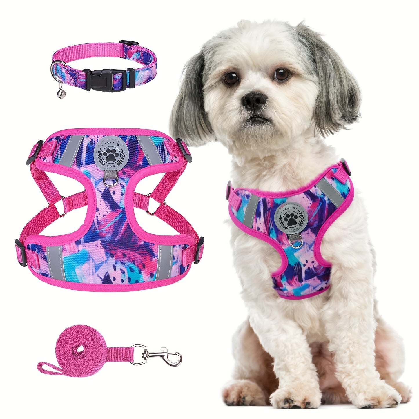 BEAUTYZOO No-Pull Dog Harness Collar And Leash Set