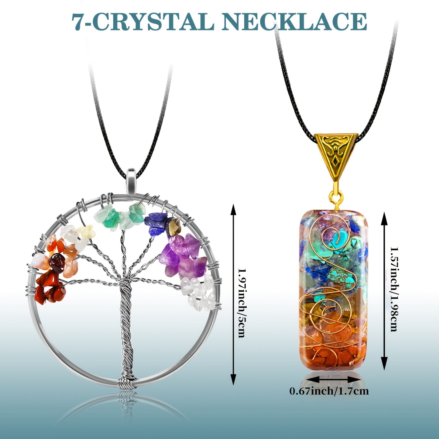 Crystal Set Orgone Pyramid Seven Chakra Healing Gift Box