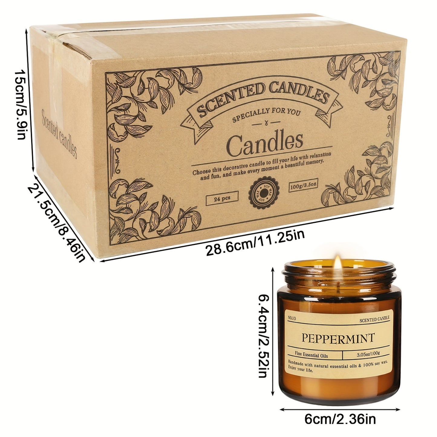 24 Pack Soy Wax Glass Jar Candles Gift Set Occasions