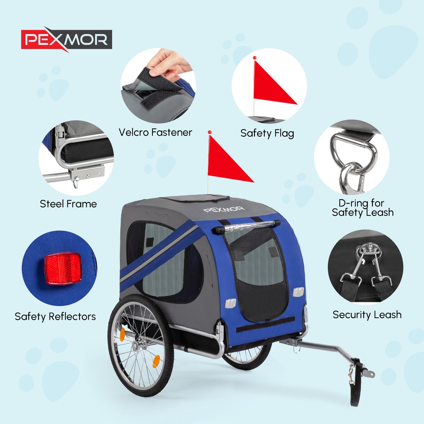Folding Dog Bike Trailer Pet Cart for Bicycle w/Universal Hitch & 3 Entrances, Bike Wagon Cargo Carrier w/Quick Release 20" Wheels - Revitalize Mind Body