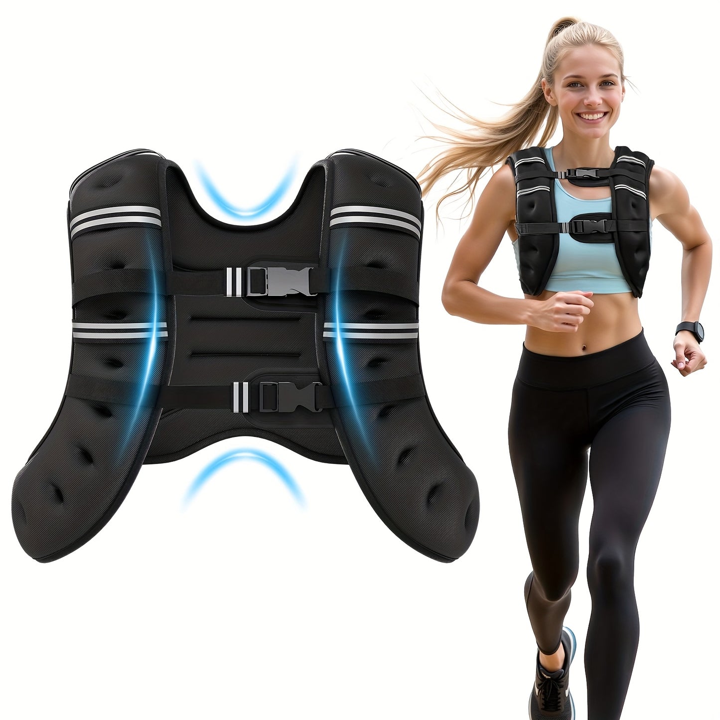 MAKIT HOME Weighted Vest With Reflective Strips And Adjustable Weights