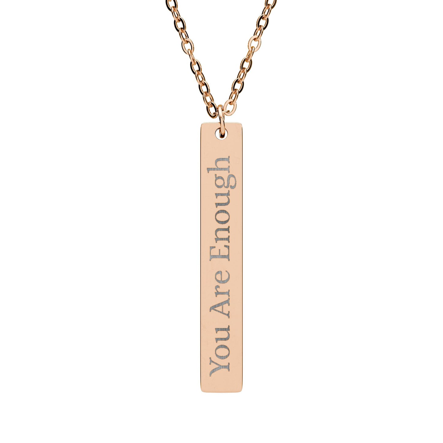 Engraved You Are Enough Vertical Bar Necklace Pendant - Revitalize Mind Body