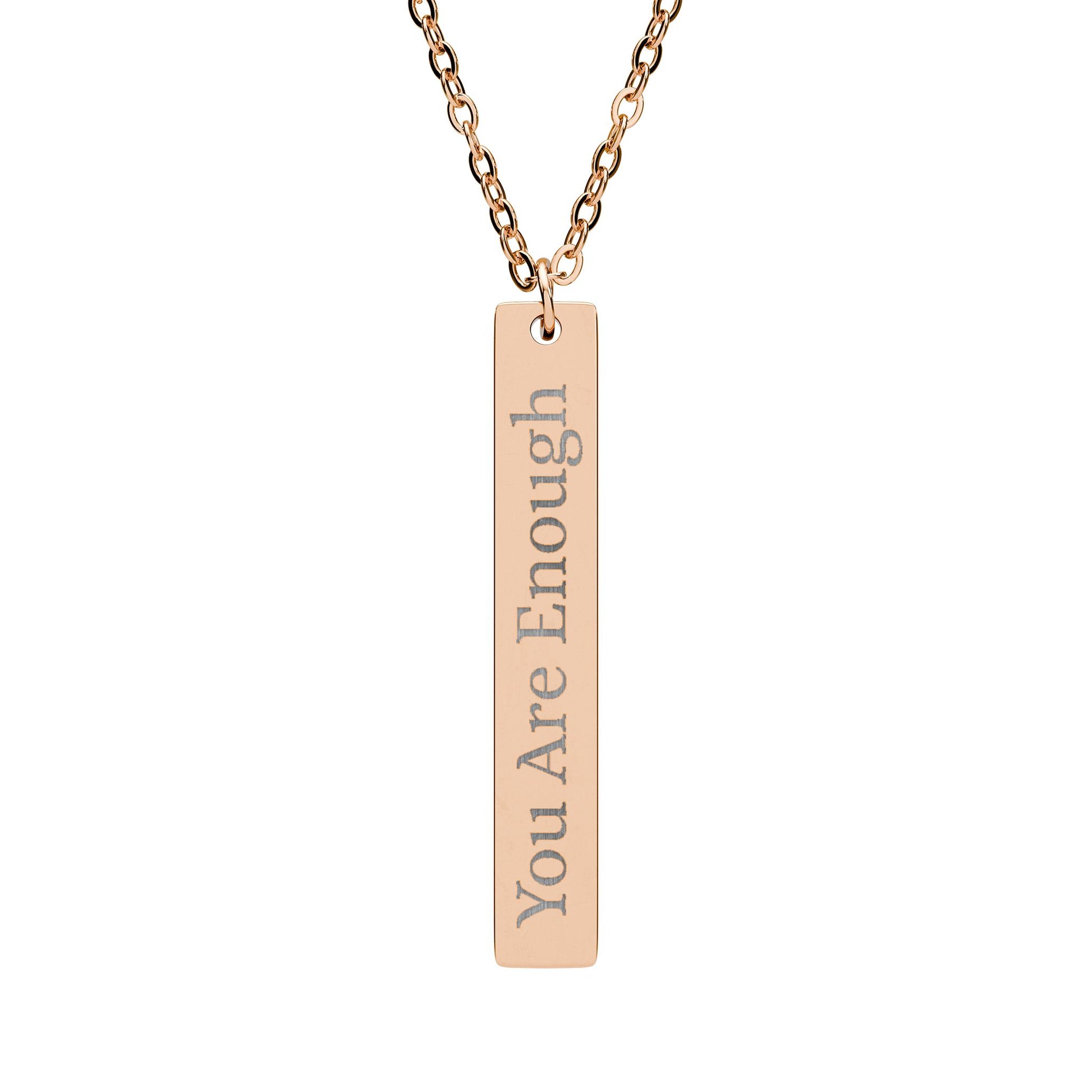 Engraved You Are Enough Vertical Bar Necklace Pendant - Revitalize Mind Body