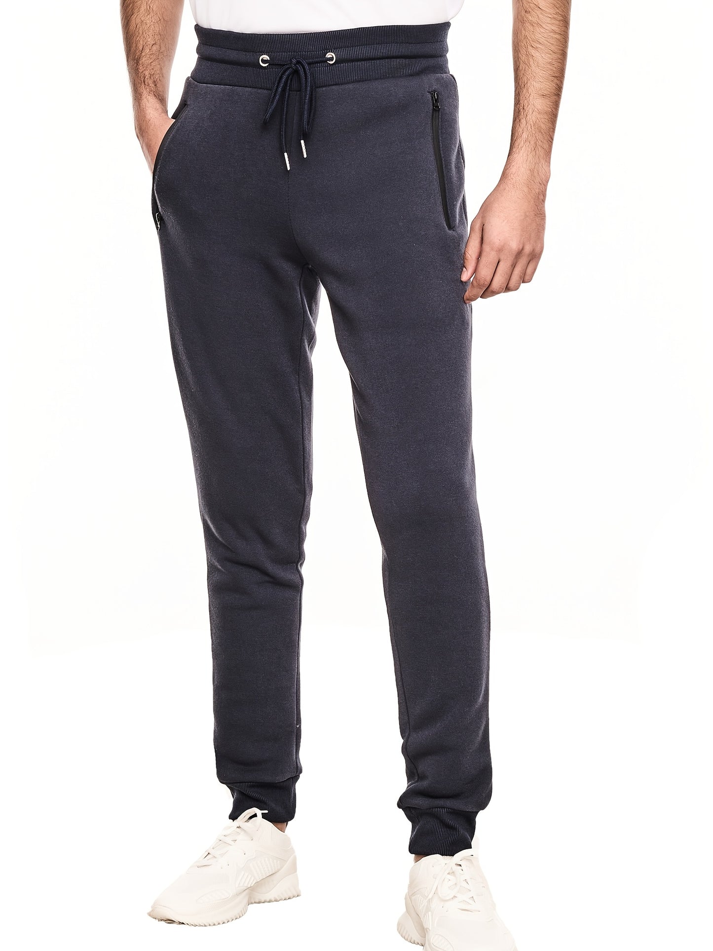 Mens Fleece Joggers Sweatpants With Zipper Pockets Casual