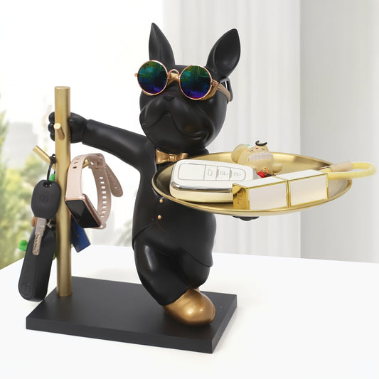 YGJT Resin Bulldog Tray Key Holder Jewelry Tray Decor