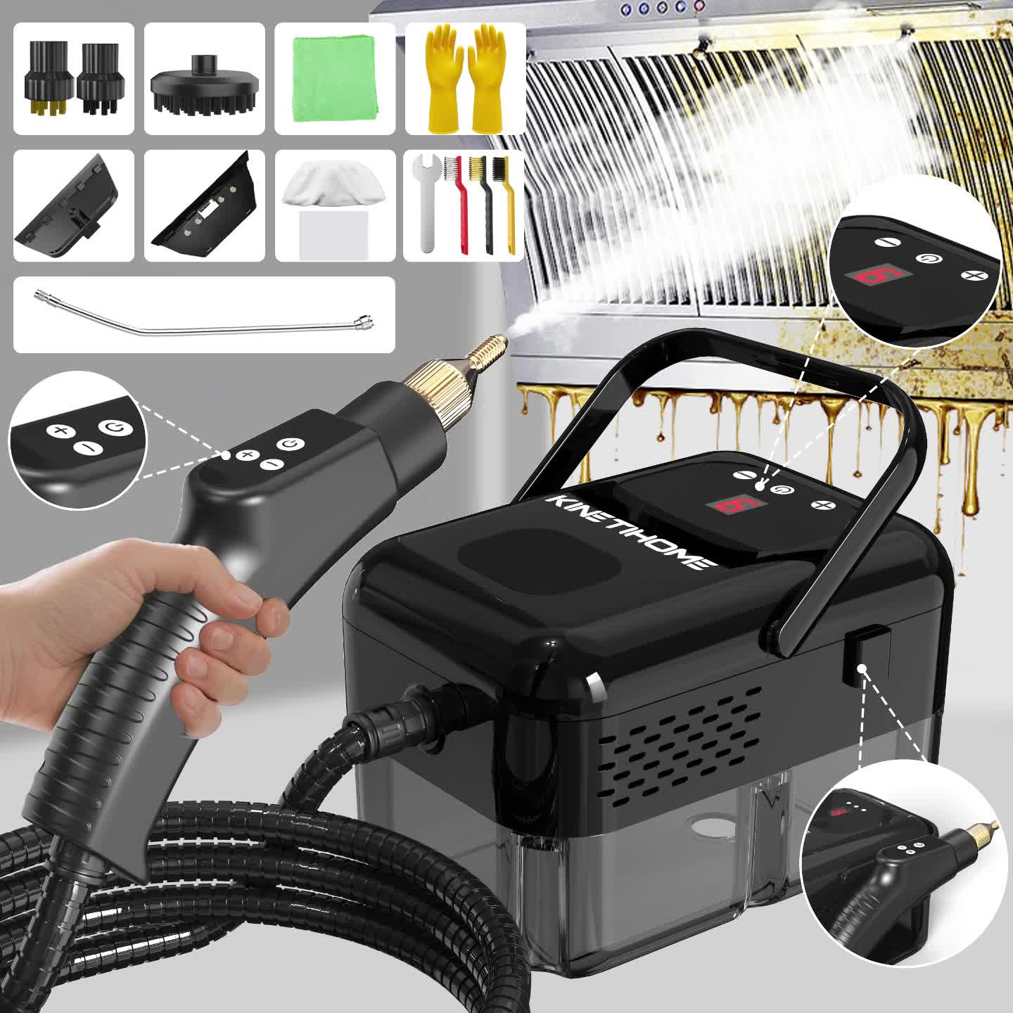 KinetiHome High Pressure Steam Cleaner Handheld for Home Use