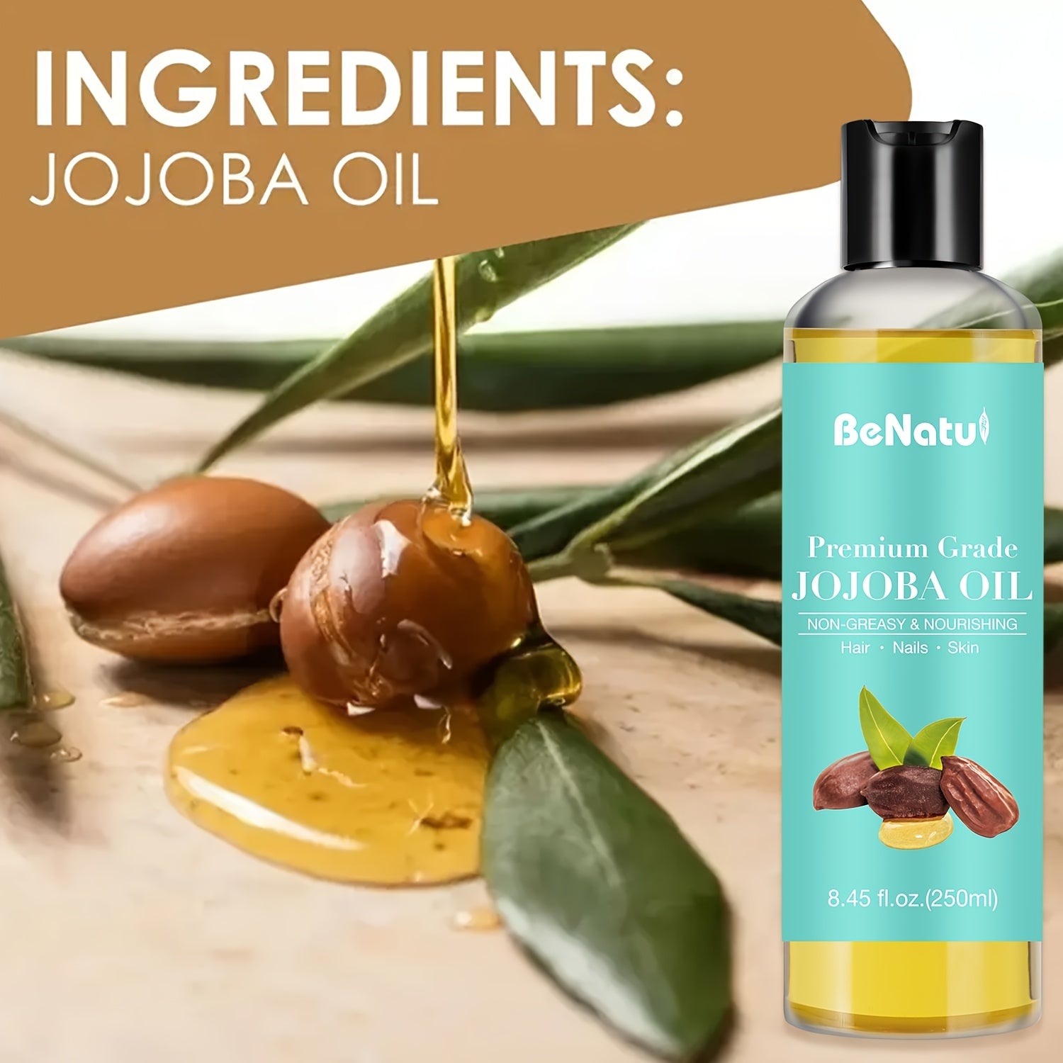 BENATU Castor Oil Jojoba Coconut Essential Oil Set - Revitalize Mind Body