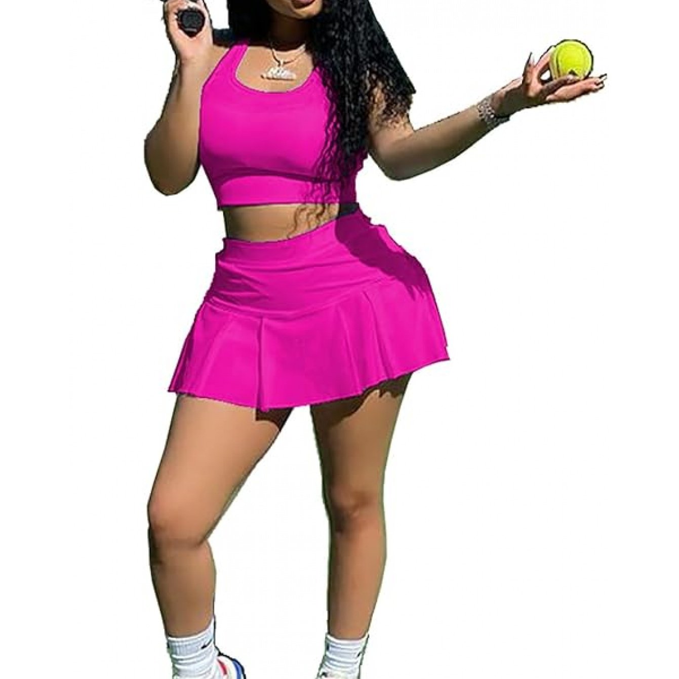 Women Athletic Sports 2pc Skirt Set Activewear Tank Top