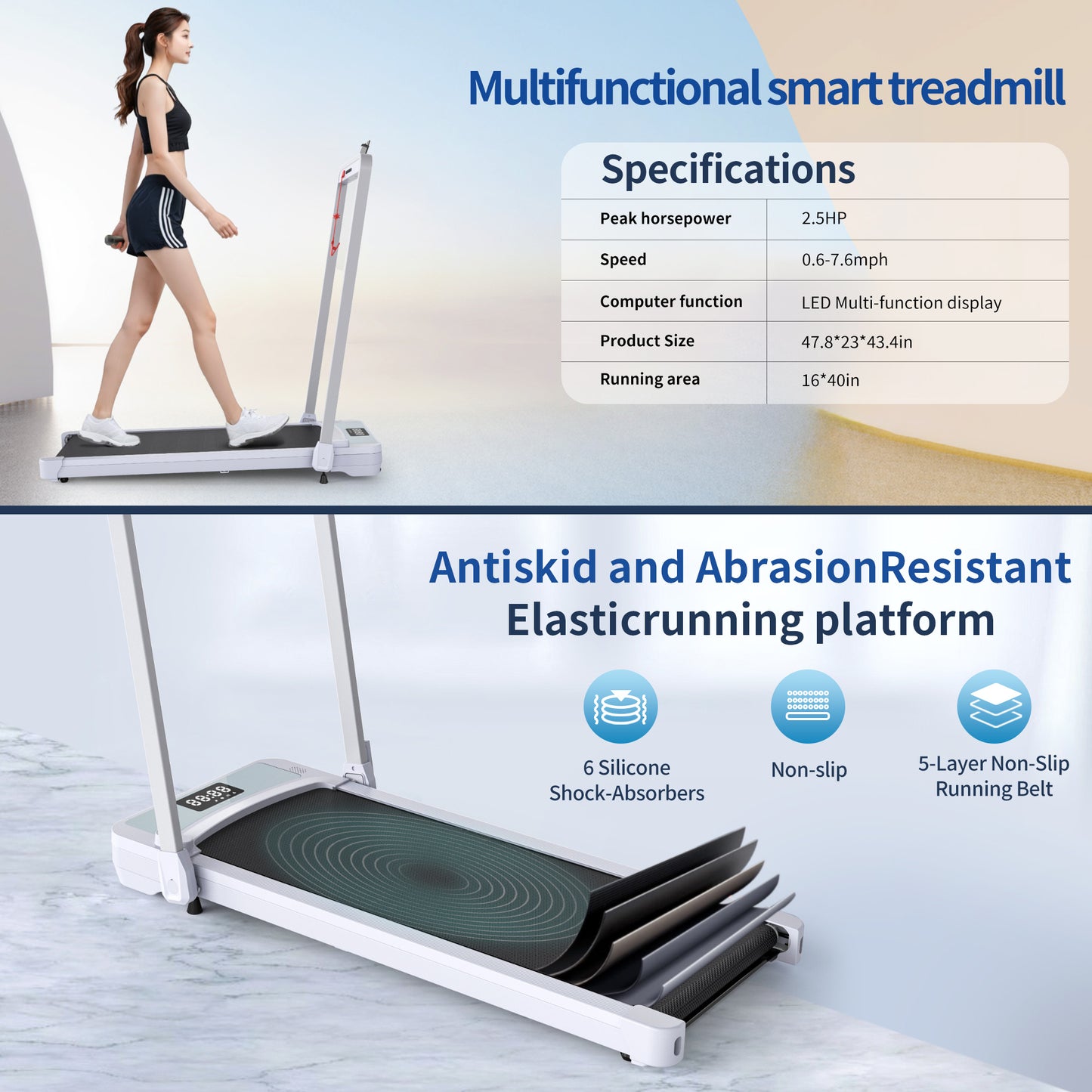 Upreign 3 In 1 Portable Treadmill Walking Pad With Incline