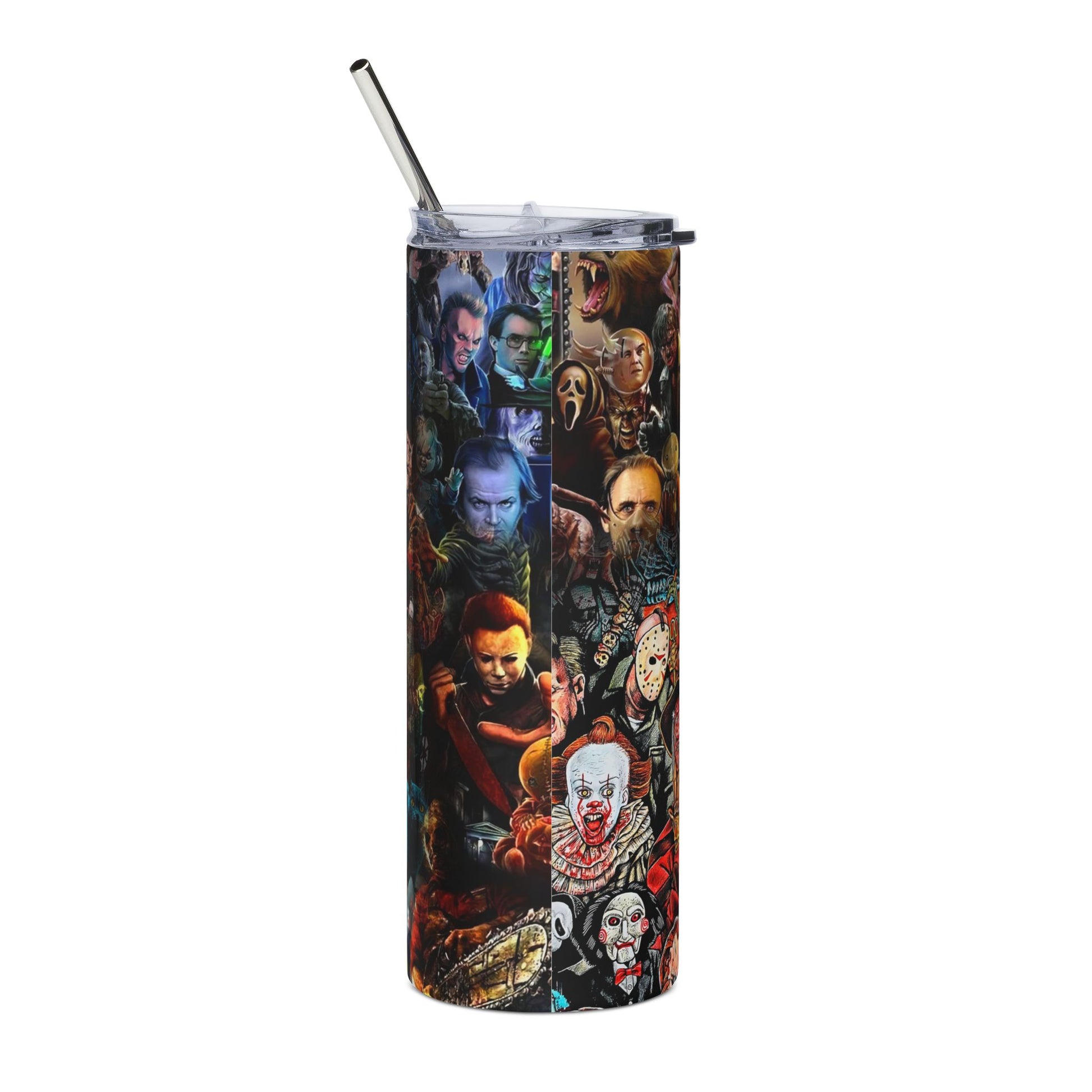 Horror Collage Tumbler Stainless Steel Creepy Movie Villains Travel Cup - Revitalize Mind Body