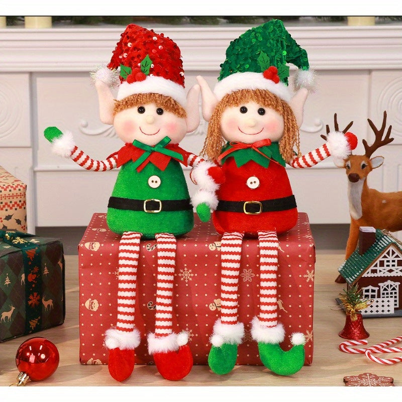 KPXHolidays Soft Christmas Elf Ornaments Two Piece Set Indoor Outdoor