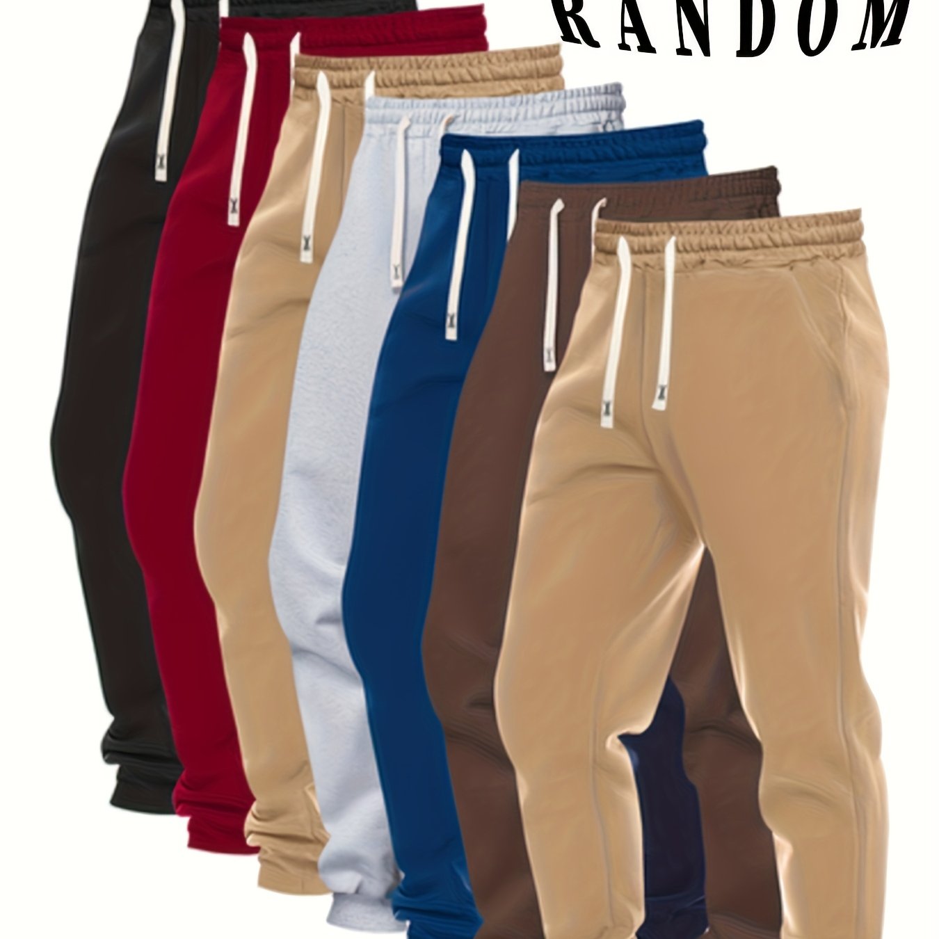 5pcs RANDOM Men'S Casual Jogger Pants-Comfortable Sweatpants For Everyday Wear, Workout, Or Lounging-Trendy Elastic Waistband With Drawstring, Pockets, Durable-Breathable Fabric-Perfect For Gym, Running, Or Casual Outings-Ava - Revitalize Mind Body