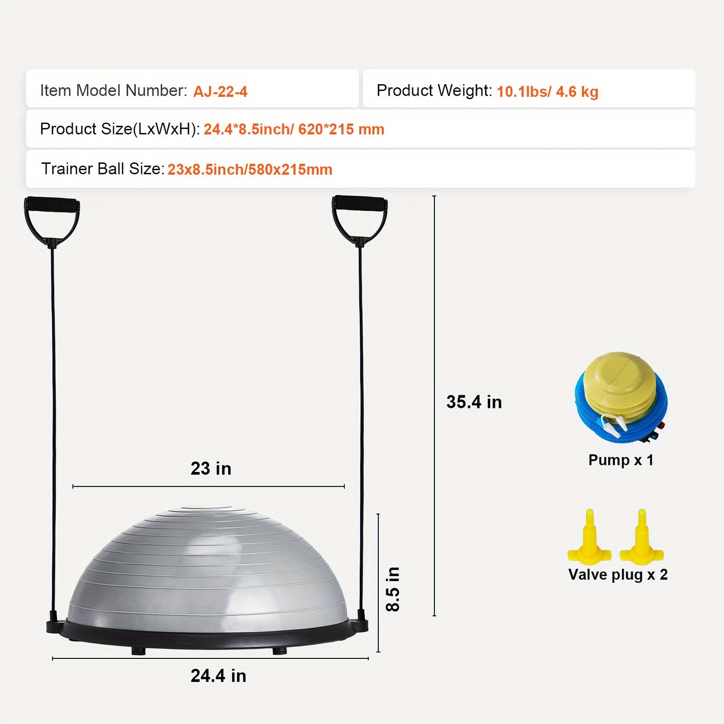 HAPPYBUY Half Exercise Ball With Bands For Core Balance