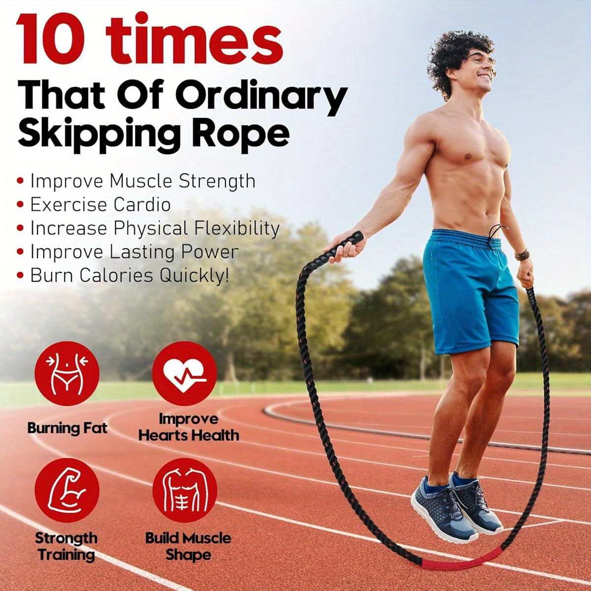 Weighted Jump Rope With 3Lb 4Lb 5Lb Weights For HIIT