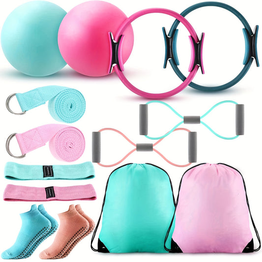 Pilates Ring And Ball Set With Resistance Bands And Strap